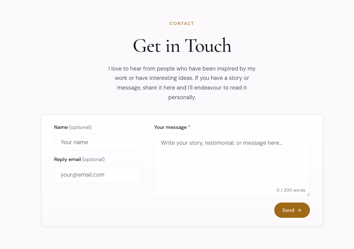 Call-to-action section with email signup and engagement prompts